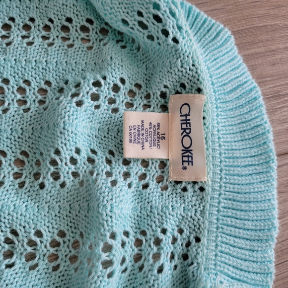 George y2k cotton crochet ruffle tie front cardigan sweater top blue size XXS XS - Picture 4 of 4